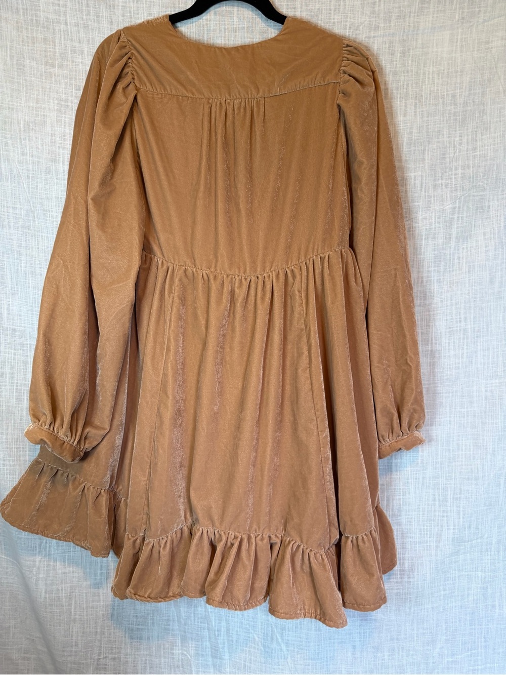 Free People Estella Copper Blush Velvet Mini Dress Ruffle Size S Romantic - Picture 6 of 13